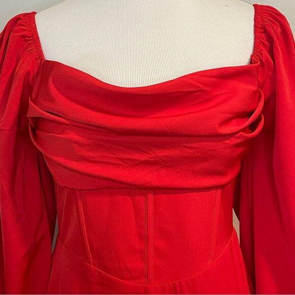 Princess Polly LILLIE Long Sleeve Mini Dress Red Size 8 - Picture 2 of 4